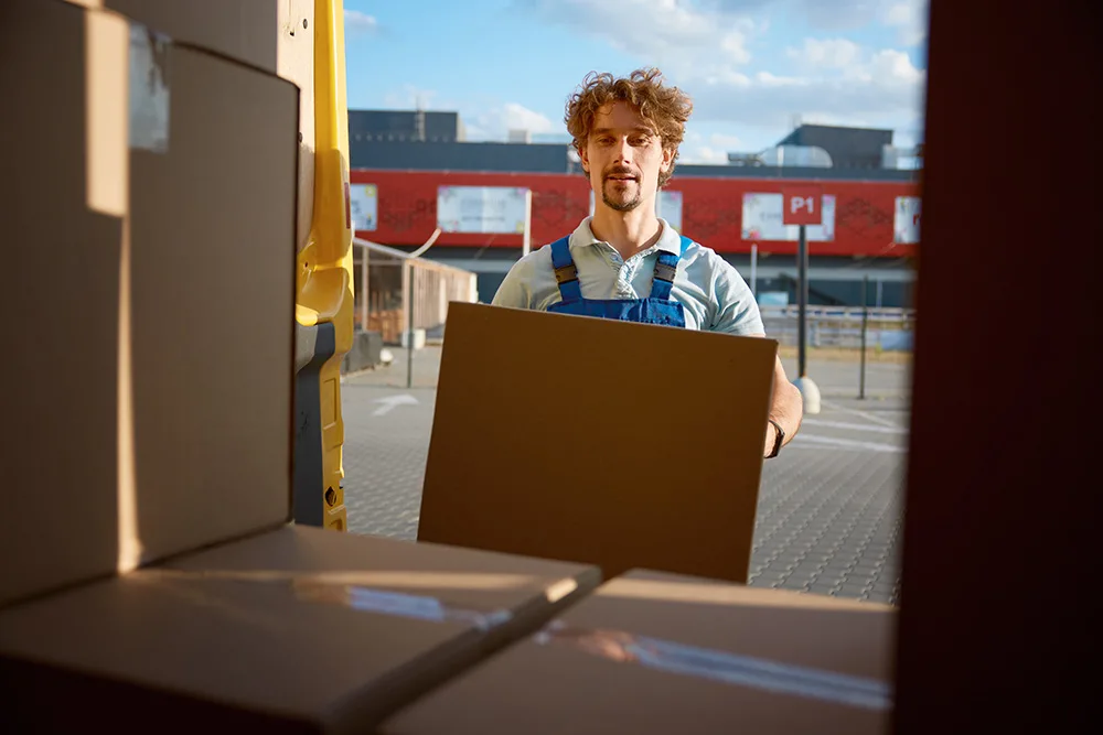 Courier delivering goods to customers