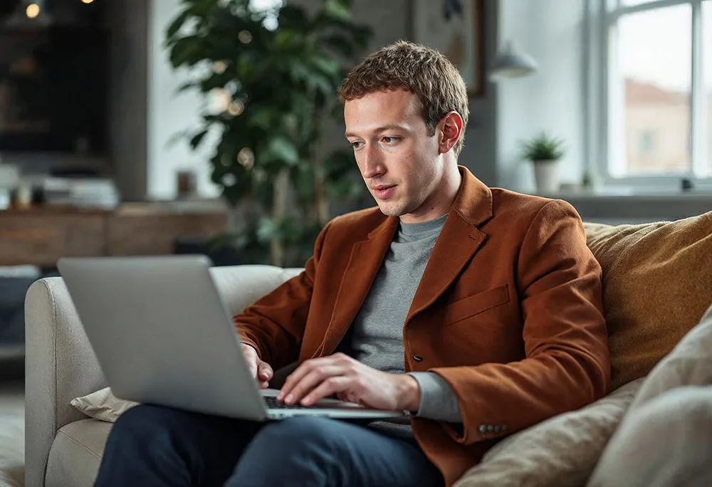 Mark Zuckerberg with laptop