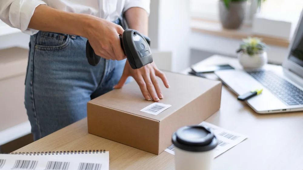 Woman scanning SKU - Stock-Keeping Unit
